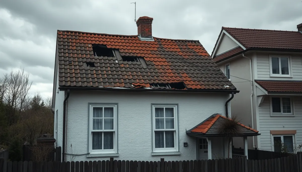 Toiture ancienne et dégradée nécessitant une rénovation