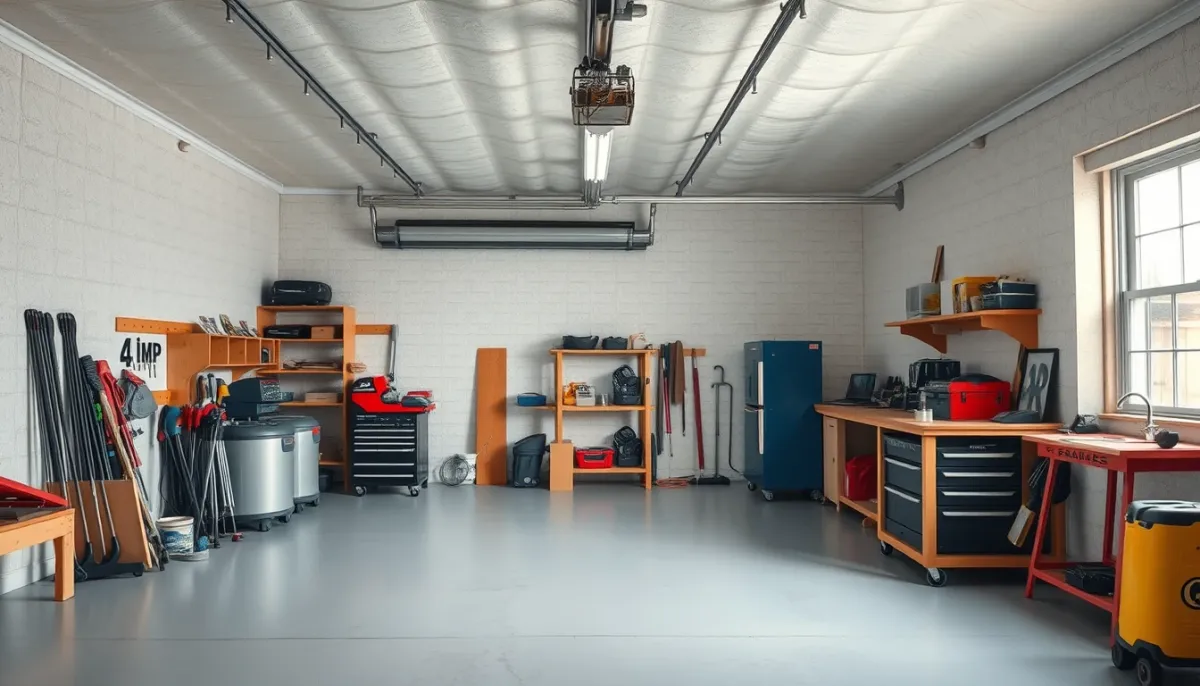 Garage atelier aménagé avec panneaux sandwich isolants