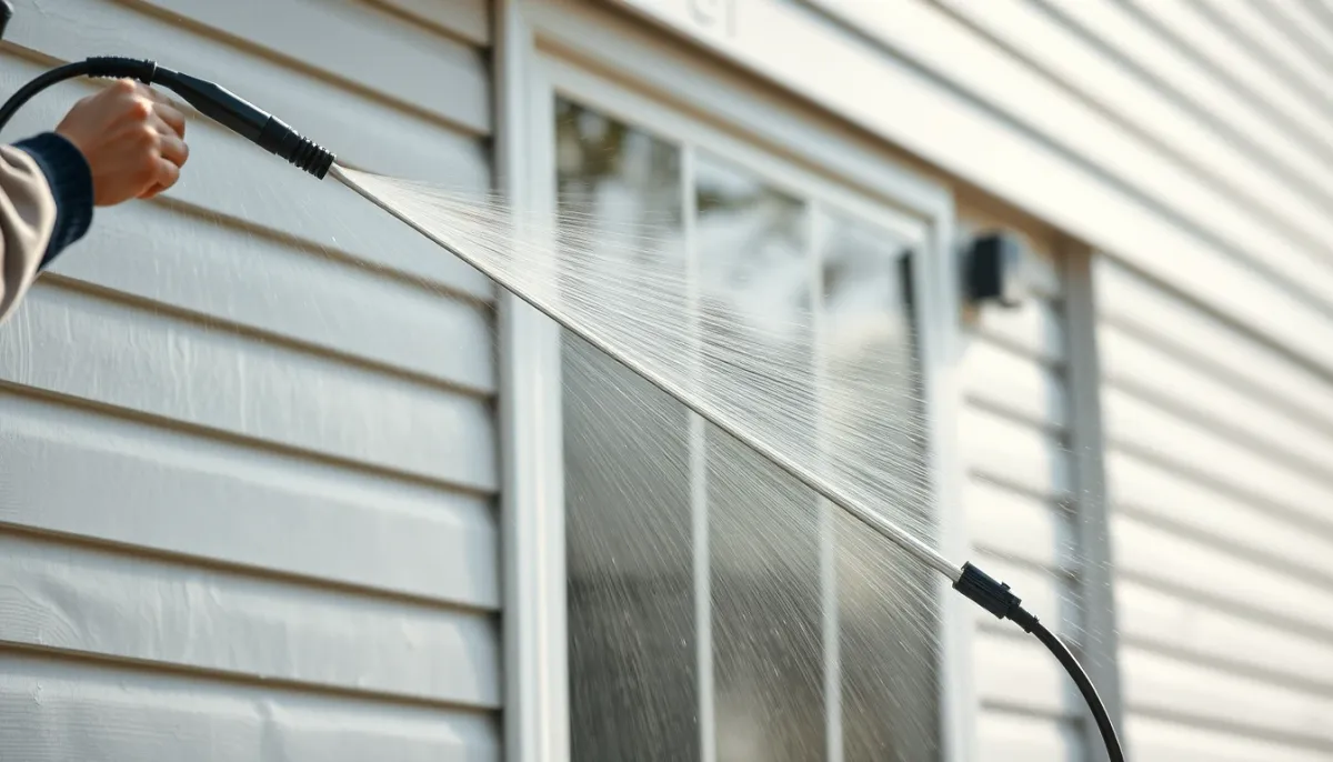 Nettoyage d'une façade de maison au nettoyeur basse pression