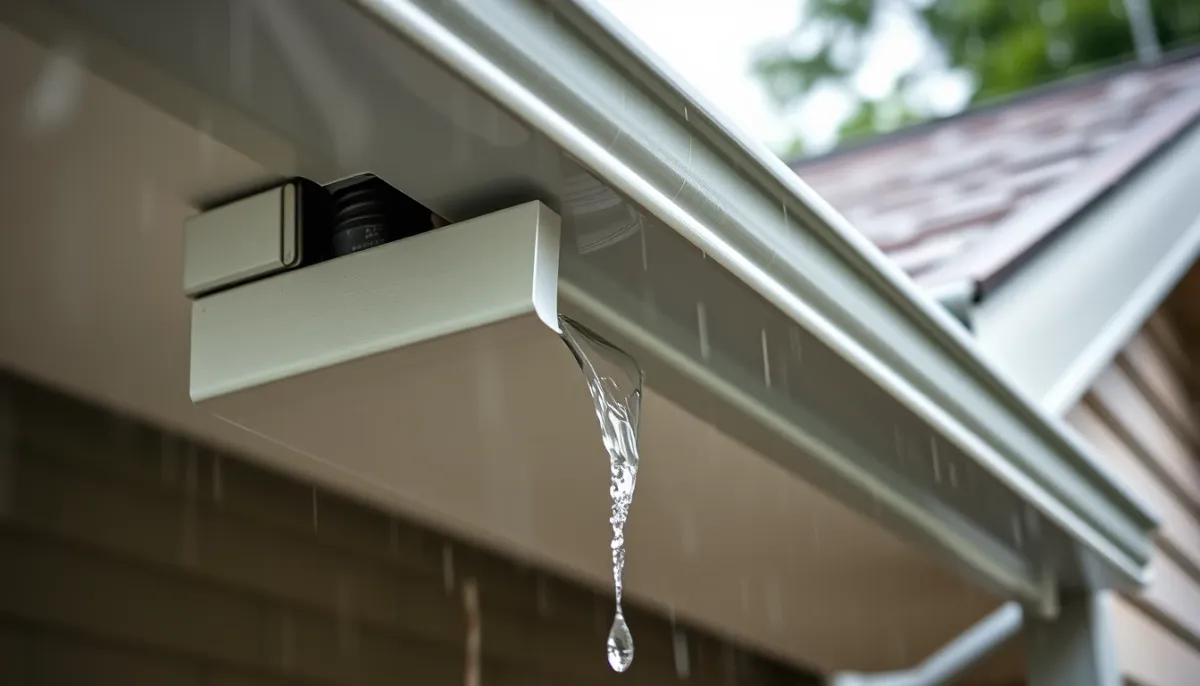 Gouttière en aluminium évacuant l'eau de pluie sans stagnation