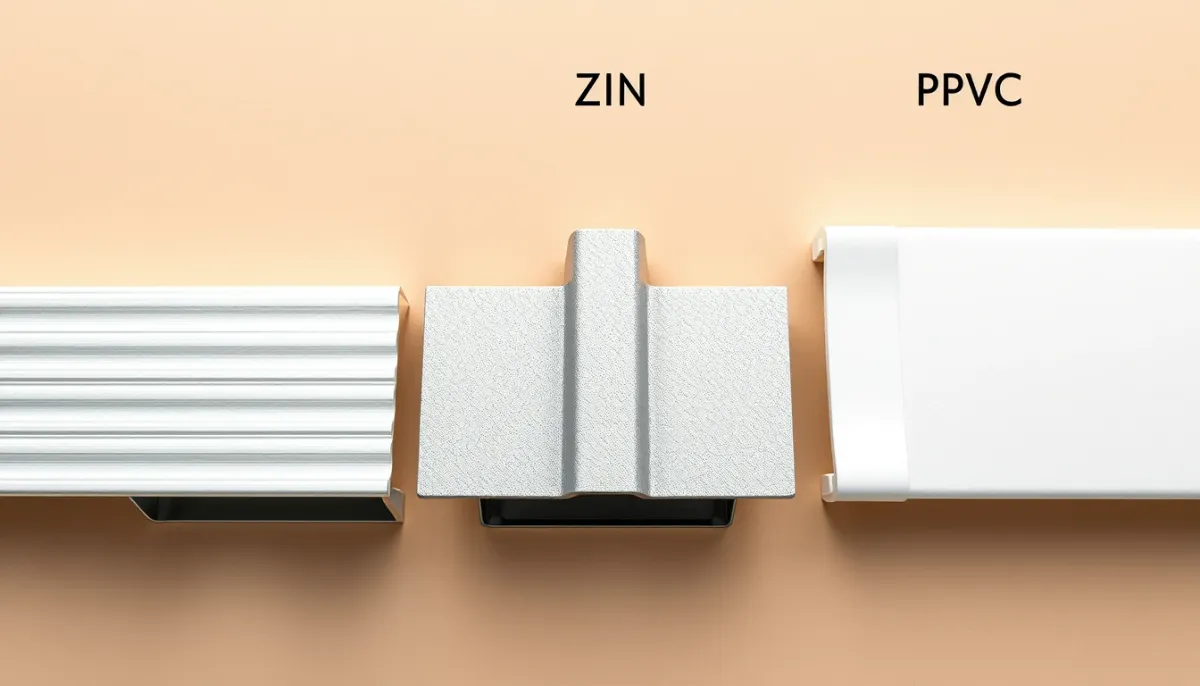 Comparatif de trois gouttières : aluminium, zinc et PVC