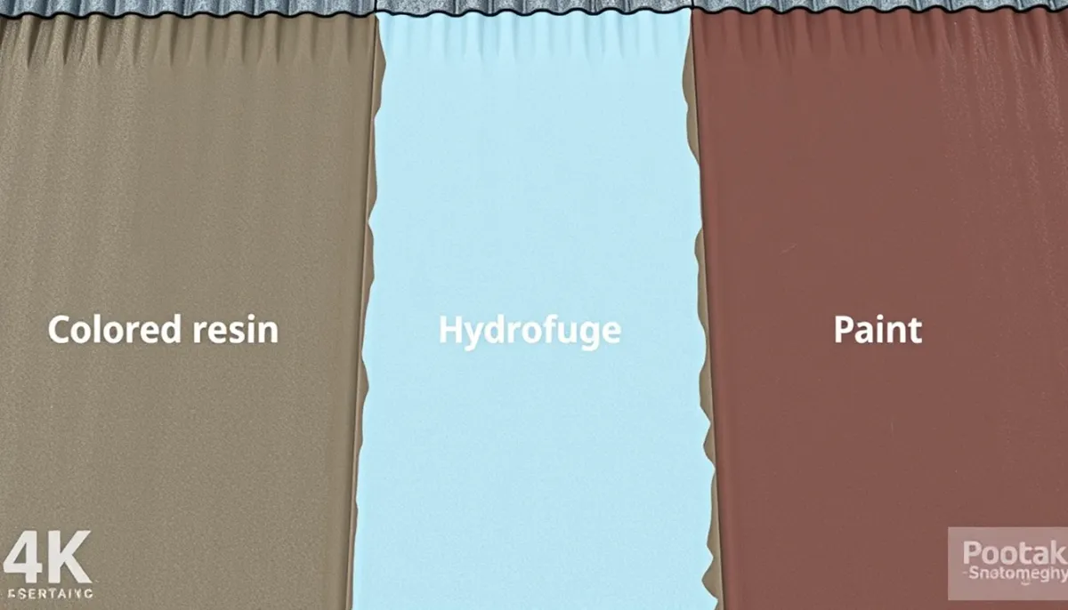 Comparaison de trois traitements de toiture : résine colorée, hydrofuge et peinture