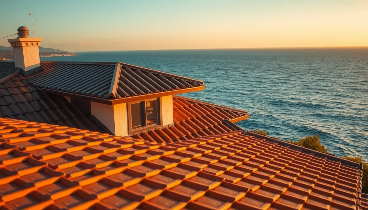 Maison en bord de mer avec toiture en bac acier aspect tuile